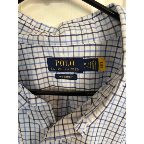 Polo Ralph Lauren Blue Plaid Performance Button Down  Shirt Size 2XLT - Picture 3 of 3